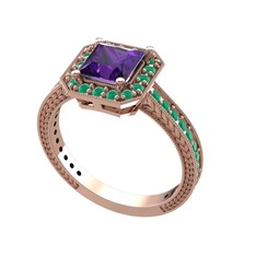Althea Yüzük - Ametist ve kök zümrüt 18 ayar rose altın yüzük #lykqoj