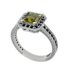 Peridot ve siyah zirkon 925 ayar gümüş yüzük
