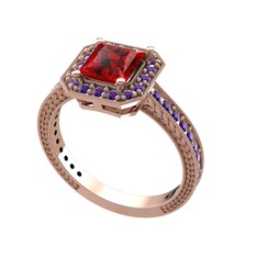 Althea Yüzük - Garnet ve ametist 18 ayar rose altın yüzük #nmbqie