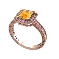Althea Yüzük - Sitrin ve pembe kuvars 14 ayar rose altın yüzük #p5p5zy
