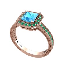 Althea Yüzük - Akuamarin ve kök zümrüt 925 ayar rose altın kaplama gümüş yüzük #q4pgxg