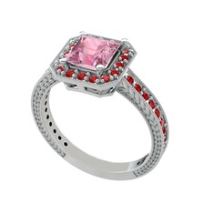 Althea Yüzük - Pembe kuvars ve garnet 18 ayar beyaz altın yüzük #qp7crp