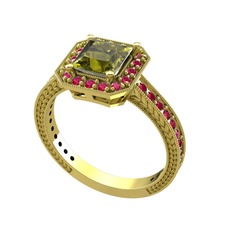 Peridot ve rodolit garnet 8 ayar altın yüzük