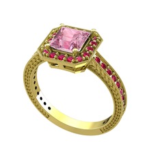 Althea Yüzük - Pembe kuvars ve rodolit garnet 8 ayar altın yüzük #rnsna4