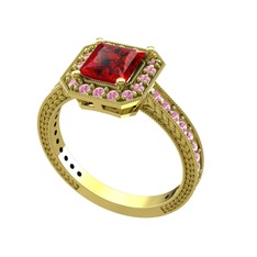 Althea Yüzük - Garnet ve pembe kuvars 8 ayar altın yüzük #sd1zwx