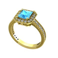Althea Yüzük - Akuamarin ve pırlanta 18 ayar altın yüzük (0.484 karat) #sw07rg