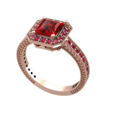 Garnet ve rodolit garnet 925 ayar rose altın kaplama gümüş yüzük