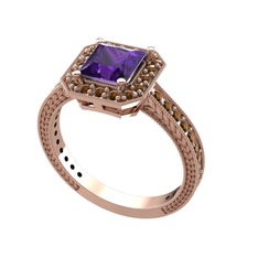 Althea Yüzük - Ametist ve dumanlı kuvars 925 ayar rose altın kaplama gümüş yüzük #tyobk7