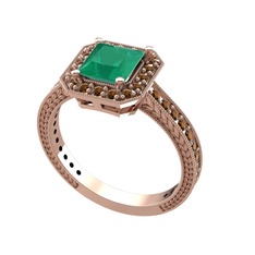 Althea Yüzük - Kök zümrüt ve dumanlı kuvars 925 ayar rose altın kaplama gümüş yüzük #wehw7r