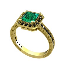 Althea Yüzük - Yeşil kuvars ve siyah zirkon 18 ayar altın yüzük #xh79ex