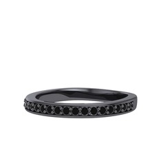 Byra Alyans - Siyah zirkon 925 ayar siyah rodyum kaplama gümüş yüzük #4pkwak