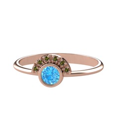 Akuamarin ve peridot 18 ayar rose altın yüzük