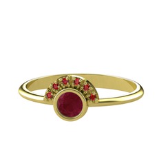 Minimal Güneş Yüzük - Kök yakut ve garnet 18 ayar altın yüzük #10hfybt