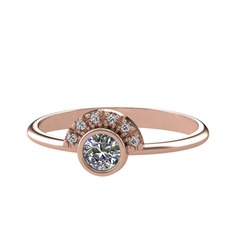 Minimal Güneş Yüzük - Pırlanta ve swarovski 18 ayar rose altın yüzük (0.18 karat) #116yemi