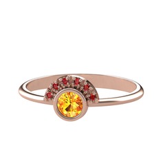 Sitrin ve garnet 14 ayar rose altın yüzük