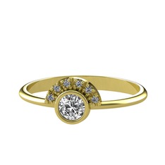 Minimal Güneş Yüzük - Beyaz zirkon ve pırlanta 18 ayar altın yüzük (0.048 karat) #13l07q5