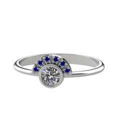 Minimal Güneş Yüzük - Pırlanta ve lab safir 925 ayar gümüş yüzük (0.18 karat) #152un3t