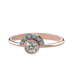 Minimal Güneş Yüzük - Swarovski ve akuamarin 18 ayar rose altın yüzük #1586lz4