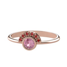 Pembe kuvars ve garnet 18 ayar rose altın yüzük