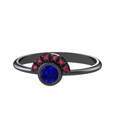 Lab safir ve rodolit garnet 925 ayar siyah rodyum kaplama gümüş yüzük