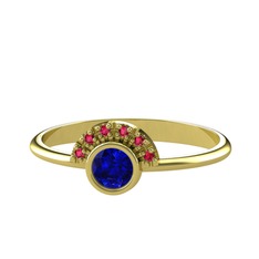 Minimal Güneş Yüzük - Lab safir ve rodolit garnet 14 ayar altın yüzük #19pqls0