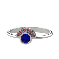 Minimal Güneş Yüzük - Lab safir ve rodolit garnet 18 ayar beyaz altın yüzük #1c4kyy3