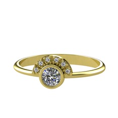 Minimal Güneş Yüzük - Pırlanta ve beyaz zirkon 8 ayar altın yüzük (0.18 karat) #1dq4st4