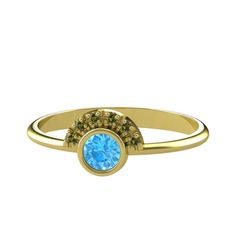 Minimal Güneş Yüzük - Akuamarin ve peridot 8 ayar altın yüzük #1gemisw