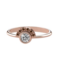 Swarovski ve dumanlı kuvars 18 ayar rose altın yüzük