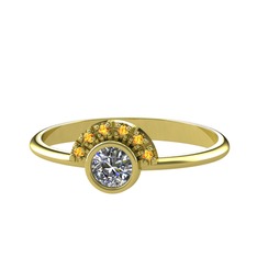 Minimal Güneş Yüzük - Pırlanta ve sitrin 14 ayar altın yüzük (0.18 karat) #1gjn9ep