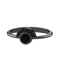 Minimal Güneş Yüzük - Siyah zirkon 925 ayar siyah rodyum kaplama gümüş yüzük #1gp5rsd