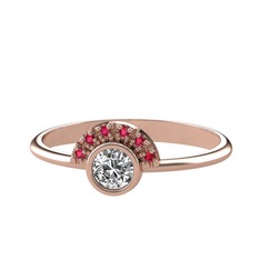 Swarovski ve rodolit garnet 14 ayar rose altın yüzük