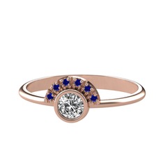 Swarovski ve lab safir 18 ayar rose altın yüzük