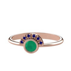 Minimal Güneş Yüzük - Kök zümrüt ve lab safir 8 ayar rose altın yüzük #1mro3b6