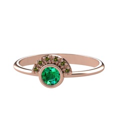 Yeşil kuvars ve peridot 18 ayar rose altın yüzük