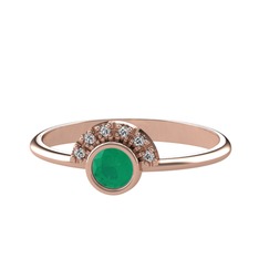 Minimal Güneş Yüzük - Kök zümrüt ve swarovski 8 ayar rose altın yüzük #1o9l4s