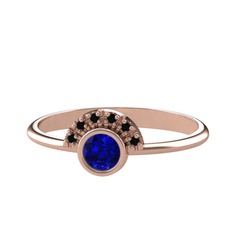 Lab safir ve siyah zirkon 14 ayar rose altın yüzük