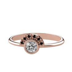 Minimal Güneş Yüzük - Swarovski ve siyah zirkon 925 ayar rose altın kaplama gümüş yüzük #1wcy53q