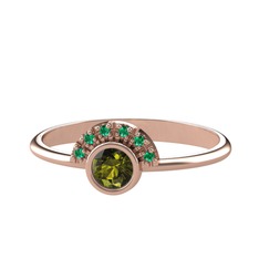 Minimal Güneş Yüzük - Peridot ve yeşil kuvars 8 ayar rose altın yüzük #1xvwups