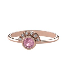 Pembe kuvars ve swarovski 14 ayar rose altın yüzük