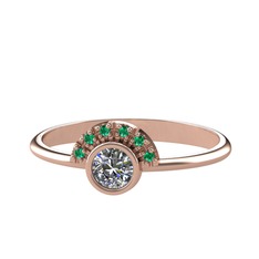 Minimal Güneş Yüzük - Pırlanta ve yeşil kuvars 14 ayar rose altın yüzük (0.18 karat) #2u5oeo