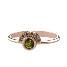 Minimal Güneş Yüzük - Peridot 925 ayar rose altın kaplama gümüş yüzük #3plead