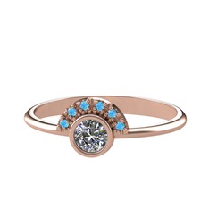 Minimal Güneş Yüzük - Pırlanta ve akuamarin 18 ayar rose altın yüzük (0.18 karat) #65yk5s