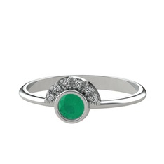 Minimal Güneş Yüzük - Kök zümrüt ve swarovski 925 ayar gümüş yüzük #6a85zq
