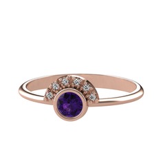 Minimal Güneş Yüzük - Ametist ve swarovski 18 ayar rose altın yüzük #6hvrwz