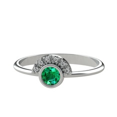 Minimal Güneş Yüzük - Yeşil kuvars ve swarovski 925 ayar gümüş yüzük #9nl5er