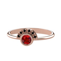 Minimal Güneş Yüzük - Garnet ve siyah zirkon 14 ayar rose altın yüzük #a2ah4l