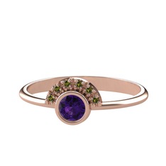Minimal Güneş Yüzük - Ametist ve peridot 18 ayar rose altın yüzük #a8v448