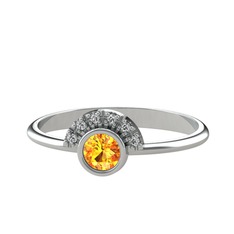 Minimal Güneş Yüzük - Sitrin ve swarovski 925 ayar gümüş yüzük #boaem3