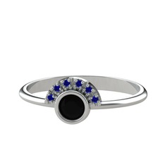 Siyah zirkon ve lab safir 925 ayar gümüş yüzük